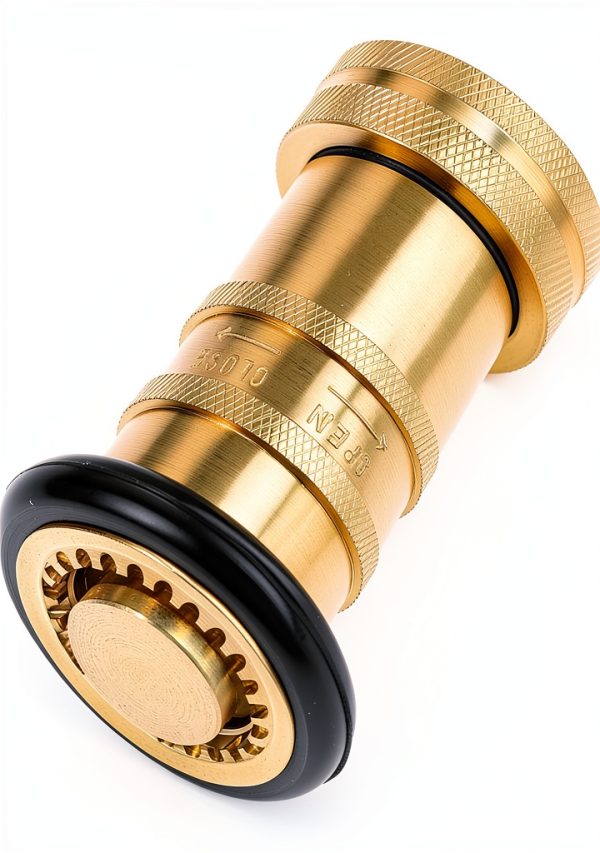 Brass Fire Hose Nozzle QWORK 1 Inch Adjustable-0