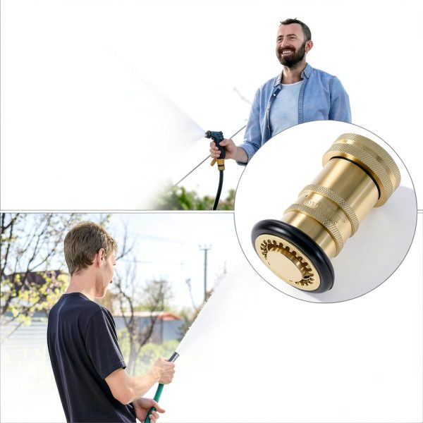 Brass Fire Hose Nozzle QWORK 1 Inch Adjustable-6