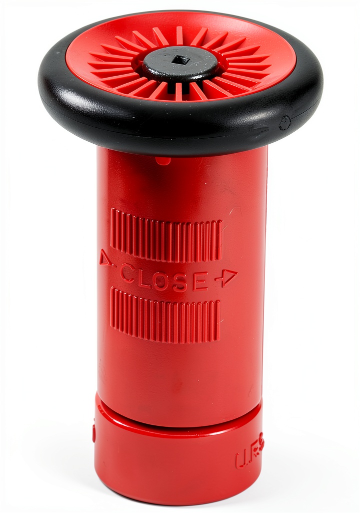 FireHoseDirect nozzle connected to a fire hose in an industrial setting