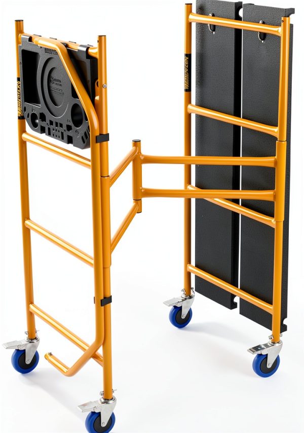 MetalTech 4 Ft Scaffolding Platform, Adjustable, Foldable and Rolling Scaffold Platform with 4-Inch Locking Wheels for Construction & DIY Projects-1