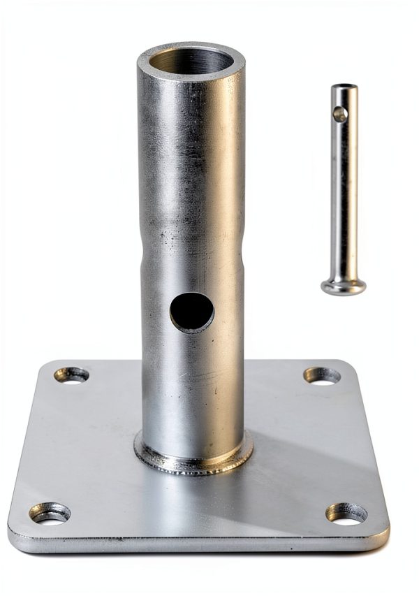 4-Pack Reinforced Scaffold Base, Galvanized Scaffold Base Plates 4.75" x 4.75" x 1-5/16 OD, Sturdy Scaffolding Parts for Construction-3