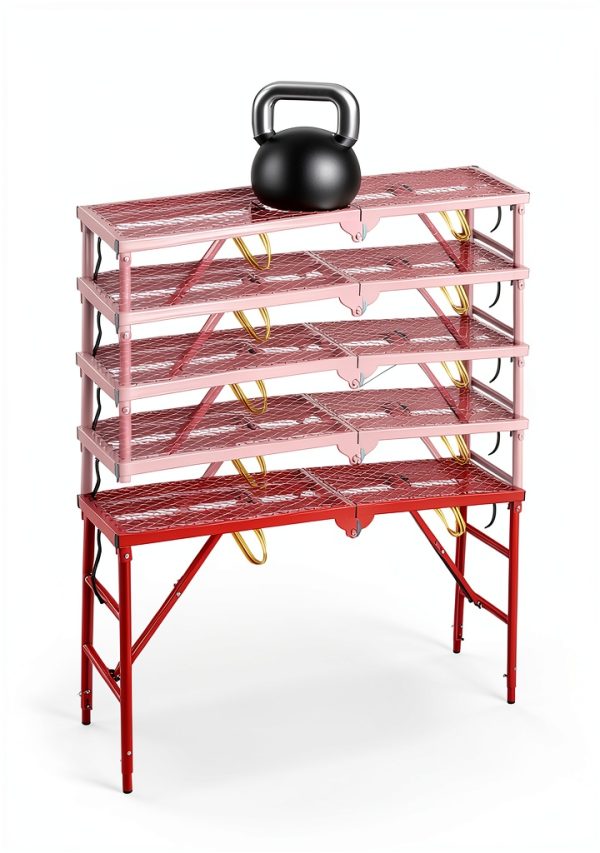Folding Scaffolding Platform Mstge 800lb 5-Level Adjustable Red-1