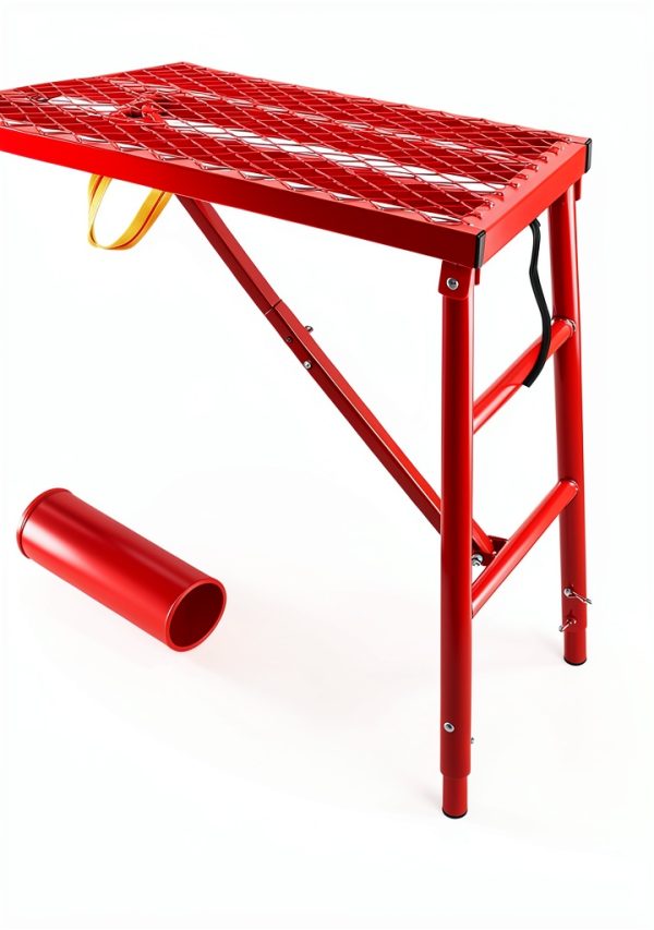 Folding Scaffolding Platform Mstge 800lb 5-Level Adjustable Red-5
