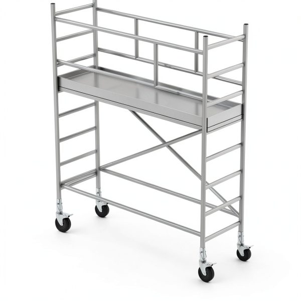 5 Inch Scaffolding Casters, Set of 2 Baker Scaffold Wheels with Dual Locking Brakes, Heavy Duty 1-1/4" Square Stem Scaffolding Accessories for Workbench Shelves, 440 lbs Capacity per Caster-5
