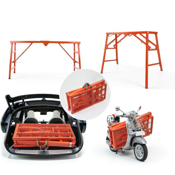 Foldable Scaffolding Platform Noliven 770lb Red 6‑Step Adjustable-4