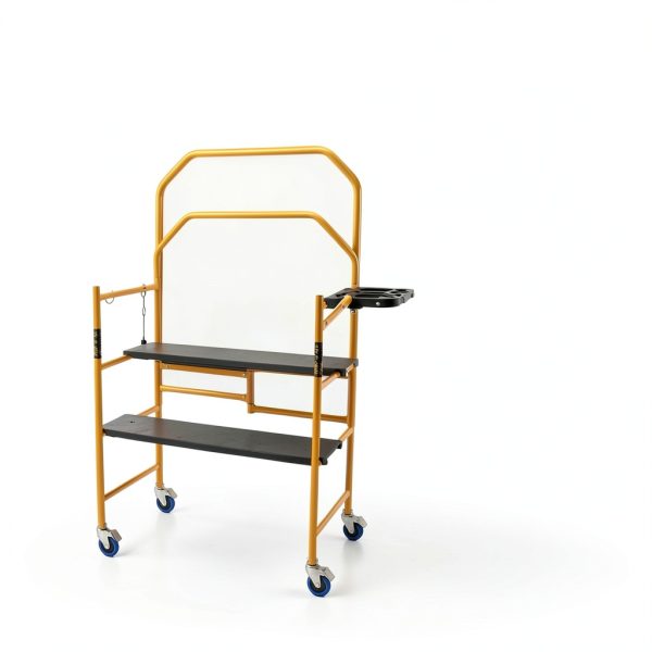 MetalTech 4 Ft Scaffolding Platform, Adjustable, Foldable and Rolling Scaffold Platform with 4-Inch Locking Wheels for Construction & DIY Projects-2
