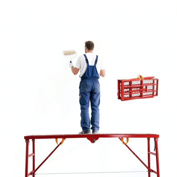Folding Scaffolding Platform Mstge 800lb 5-Level Adjustable Red-7