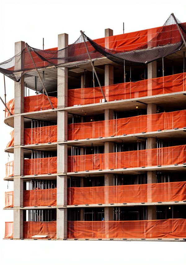 ATERET 4' x 150' Debris Safety Netting Orange Fire Retardant, Construction Netting Scaffolding Equipment-2