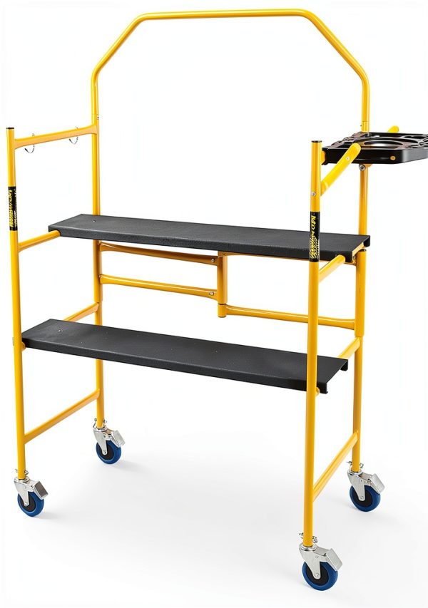 MetalTech 4 Ft Scaffolding Platform, Adjustable, Foldable and Rolling Scaffold Platform with 4-Inch Locking Wheels for Construction & DIY Projects-0