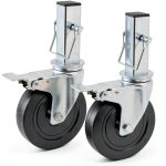 5 Inch Scaffolding Casters, Set of 2 Baker Scaffold Wheels with Dual Locking Brakes, Heavy Duty 1-1/4" Square Stem Scaffolding Accessories for Workbench Shelves, 440 lbs Capacity per Caster-0