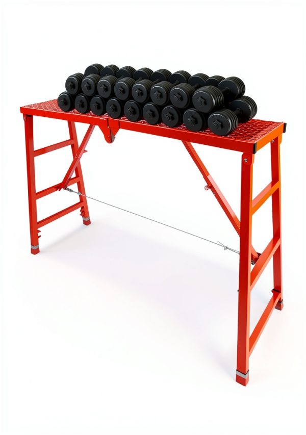 Foldable Scaffolding Platform Noliven 770lb Red 6‑Step Adjustable-2