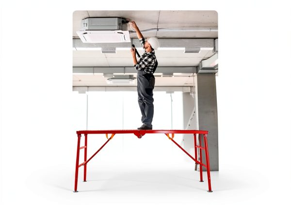 Folding Scaffolding Platform Mstge 800lb 5-Level Adjustable Red-6