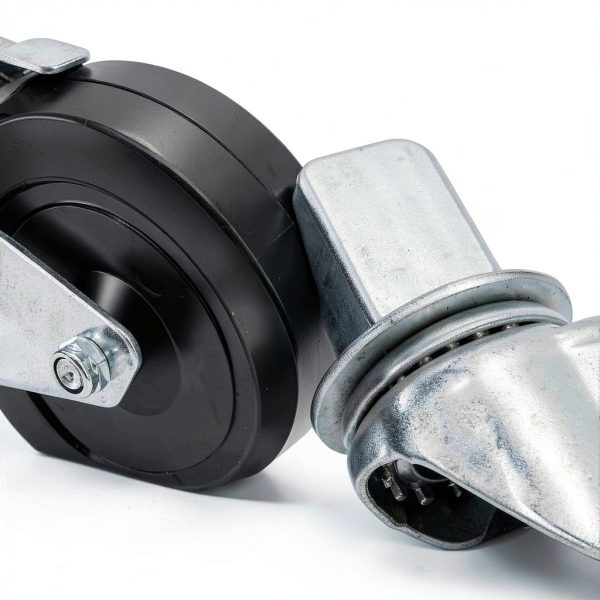 5 Inch Scaffolding Casters, Set of 2 Baker Scaffold Wheels with Dual Locking Brakes, Heavy Duty 1-1/4" Square Stem Scaffolding Accessories for Workbench Shelves, 440 lbs Capacity per Caster-3