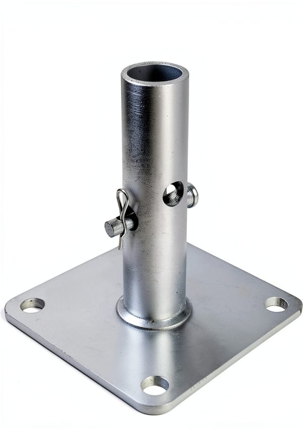 4-Pack Reinforced Scaffold Base, Galvanized Scaffold Base Plates 4.75" x 4.75" x 1-5/16 OD, Sturdy Scaffolding Parts for Construction-0
