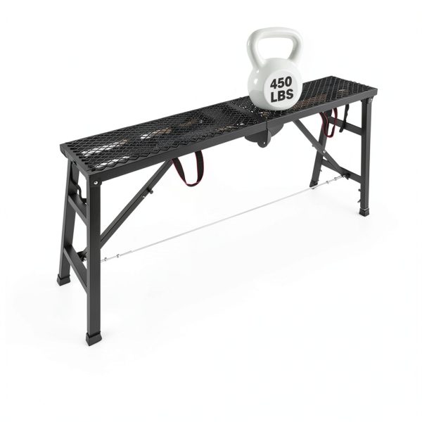 Scaffolding Work Platform, 29.9" to 47.2" Height Adjustable Work Platform, Foldable Scaffold for Building Construction, Interior Painting, Home Improvement（450LBS Capacity, Black,5 Heights Options)-1