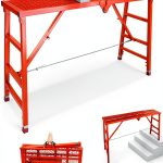 Foldable Scaffolding Platform Noliven 770lb Red 6‑Step Adjustable-0