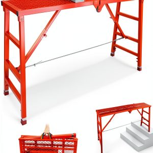 Foldable Scaffolding Platform Noliven 770lb Red 6‑Step Adjustable-0
