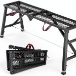 Scaffolding Work Platform, 29.9" to 47.2" Height Adjustable Work Platform, Foldable Scaffold for Building Construction, Interior Painting, Home Improvement（450LBS Capacity, Black,5 Heights Options)-0