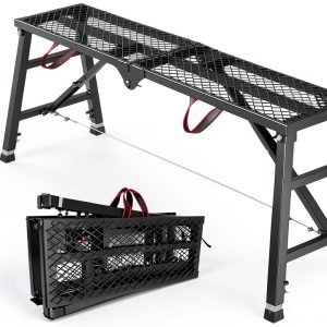 Scaffolding Work Platform, 29.9" to 47.2" Height Adjustable Work Platform, Foldable Scaffold for Building Construction, Interior Painting, Home Improvement（450LBS Capacity, Black,5 Heights Options)-0