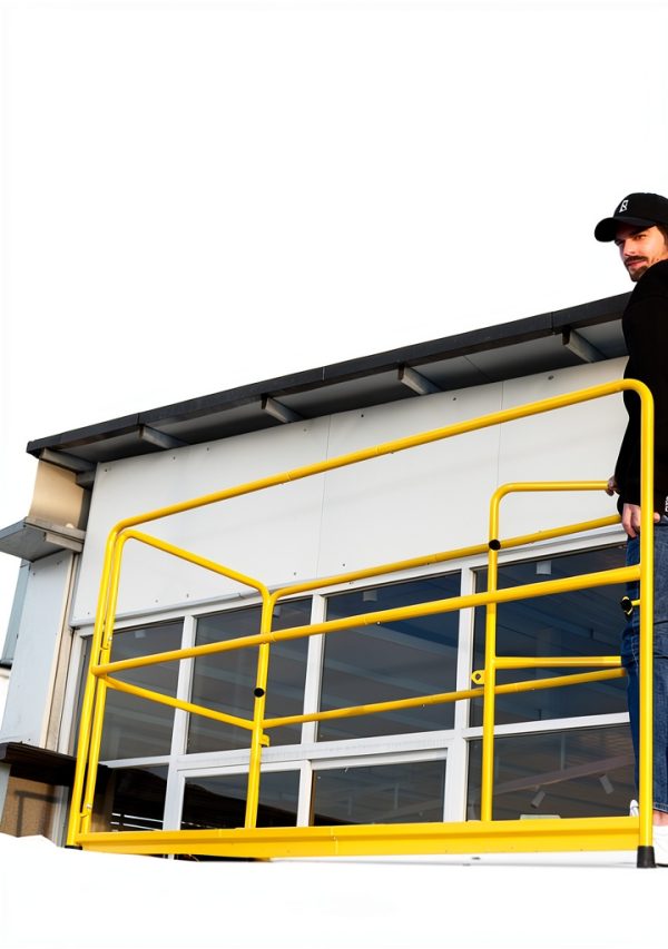 VEVOR 6 Foot Scaffolding Safety Guardrail, Rustproof Solid Carbon Steel Scaffold Guard Rail of 55.4 lbs Load Capacity, Baker Style Metal Guardrails Accessory System for Scaffolding Platform, Yellow-4