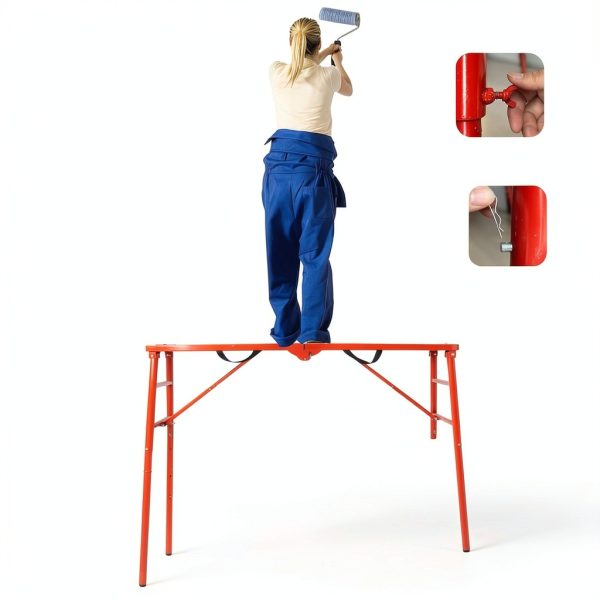 Scaffolding Platform LEADALLWAY Adjustable 58x11x30 Red 770lb Capacity-1
