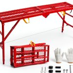 Folding Scaffolding Platform Mstge 800lb 5-Level Adjustable Red-0