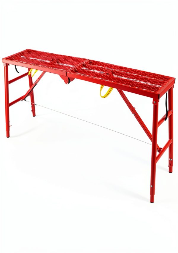 Folding Scaffolding Platform Mstge 800lb 5-Level Adjustable Red-2