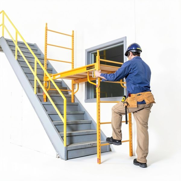 Metaltech 6ft Baker-Style Scaffold – 1000lb Capacity, Wheels, Yellow-3