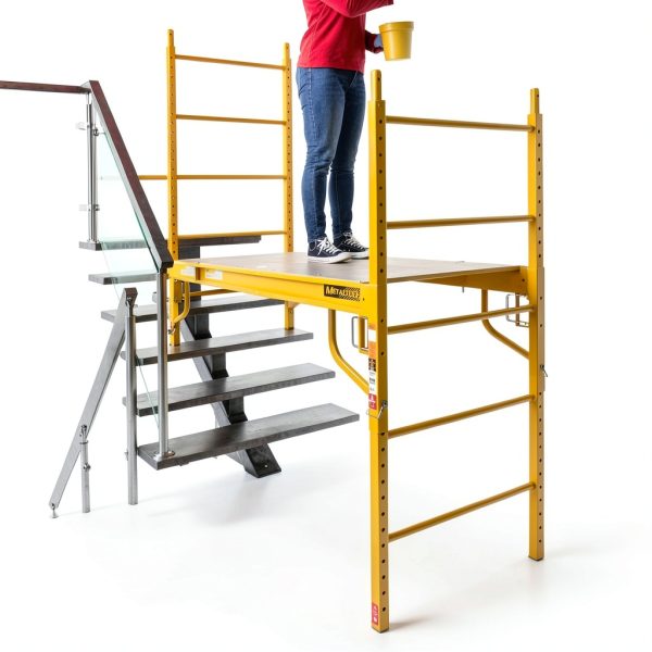 Metaltech 6ft Baker-Style Scaffold – 1000lb Capacity, Wheels, Yellow-6