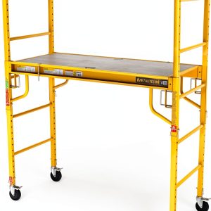 Metaltech 6ft Baker-Style Scaffold – 1000lb Capacity, Wheels, Yellow-0