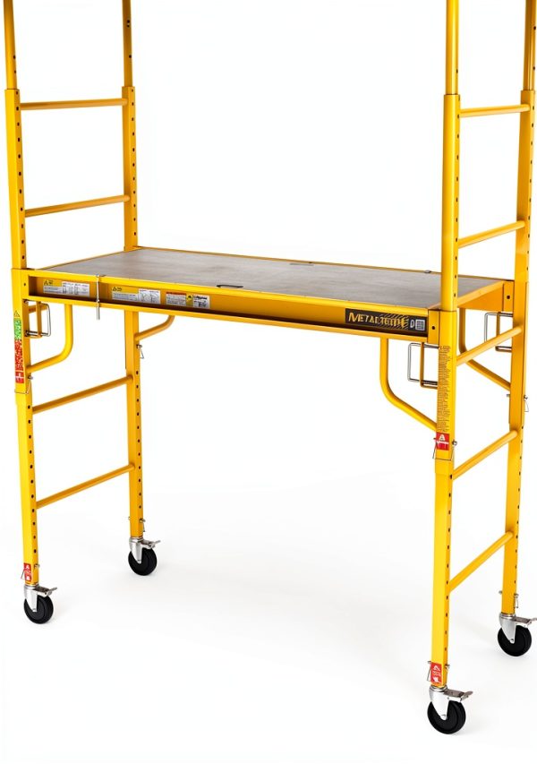 Metaltech 6ft Baker-Style Scaffold – 1000lb Capacity, Wheels, Yellow-0