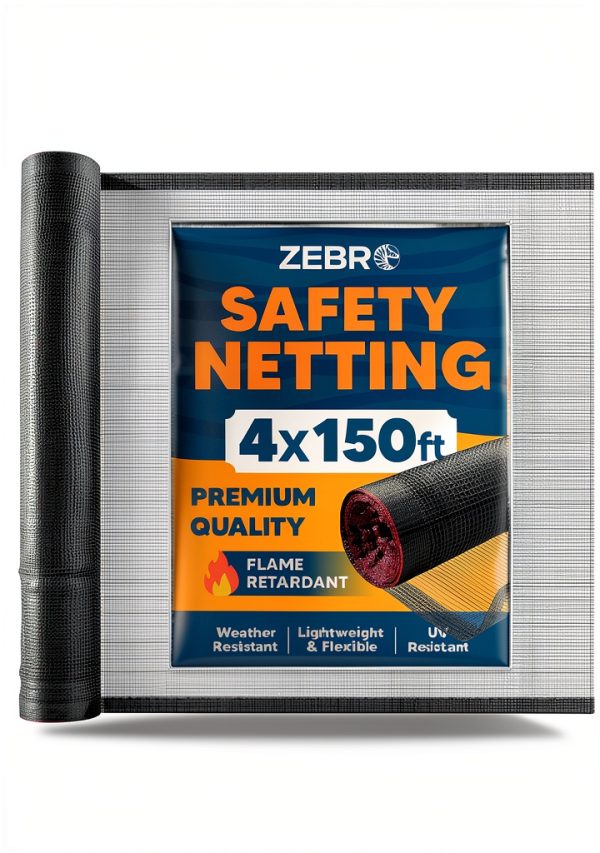 Fire Retardant Debris Safety Netting ZEBRO 4' x 150' Black Net-0