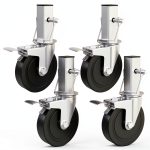 5 Inch Scaffolding Casters MSWY Heavy Duty Rubber Wheels Dual Lock-0